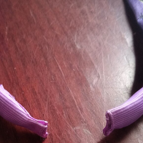 Purple Satin Kerchief Style Bow Headband W/ Black Cat Print - CUTE! - Picture 3 of 5